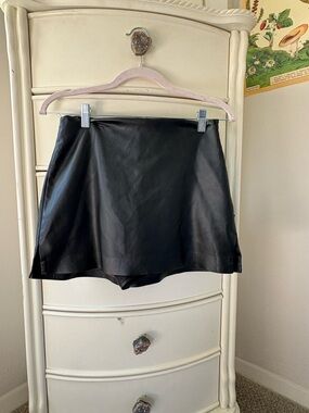 Express Black Faux Leather Mini Skort